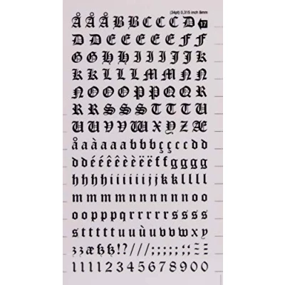 Afbeelding van APLI DD17F Zwart overdraagbare letters en cijfers 8 mm 199 tekens