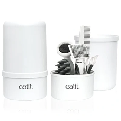 Afbeelding van Catit Borstelset Voor Kat Met Korte Of Lange Haren Shorthair Longhair Grooming Kit Katten, Kortharig, Wit