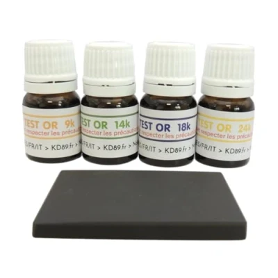 Afbeelding van KD89 Goudtestreagentia, 9, 14, 18, 24 karaat, met natuursteen en meertalige handleiding, expertise voor sieraden, munten, edelstenen, 2,5 ml
