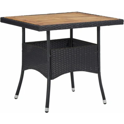 Afbeelding van Tuintafel poly rattan en massief acaciahout zwart