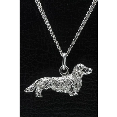 Afbeelding van Zilveren Teckel langhaar ketting hanger groot