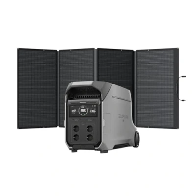 Afbeelding van EF EcoFlow DELTA Pro 3 Draagbaar elektrisch station met 400 W zonnepaneel, 4096 Wh LFP accu, uitbreidbaar vermogen tot 12 kWh, 4000 AC uitgangsvermogen, zonne generator