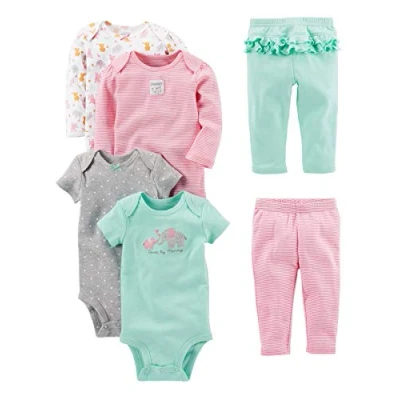 Afbeelding van Simple Joys by Carter&#039;s Babymeisjes, 6 delige set kleine personages, roze/mint ruches, 3 maanden