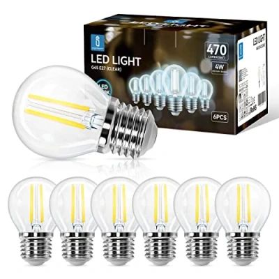 Afbeelding van Aigostar Led Lamp E27 Met Gloeidraad, 4 W, Koud Wit (6500 K), 470 Lumen, Stralingshoek: 360 , Niet Dimbaar, 6 Stuks
