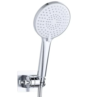 Afbeelding van douchekop en slanghouderset, YEAUPE PRO handdouche met 1,6 m slang, 3 straalsoorten, ronde grote (Φ 120 mm), hogedrukdouchekop, universele douchekop, chroom