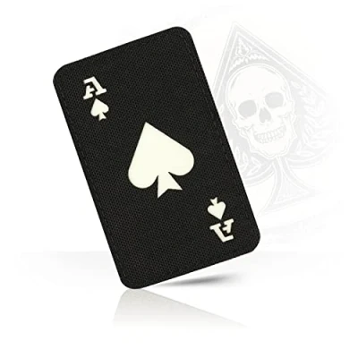 Afbeelding van M Tac Ace of Spades Patch Death Card Tactische moraalpatch voor militaire uitrusting legerpatches kleding, jassen, rugzakken, hoeden gevechtshaak en luspatches (zwart/GITD)