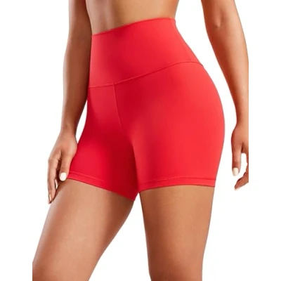 Afbeelding van CRZ Yoga Dames Butterluxe Shorts 4&#039;&#039; Hoge Taille Workout Gym Leggings Hardlopen Spandex Biker Diep rood S