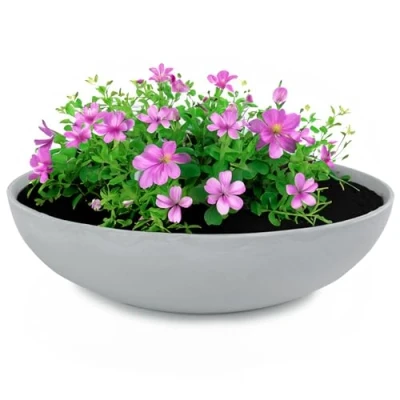 Afbeelding van matches21 HOME &amp; HOBBY Plantenschaal voor buiten in lichtgrijs gemarmerd 37 x 10,5 cm als weerbestendige bloemenschaal