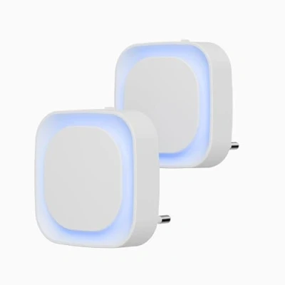 Afbeelding van YUNLEX Nachtlampje stopcontact met schemeringssensor, 2 stuks, Automatisch AAN/UIT, 3 niveau helderheid instelbaar, zeer goed voor kinderkamer, trapopgang, slaapkamer, keuken, Badkamer, Azure