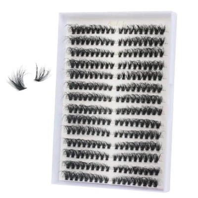 Afbeelding van FANDIQ pluizige individuele wimpers kattenoog cluster 252 stuks 8 16 mm natuurlijke links en rechts vos oogwimpers clusters voor beginners