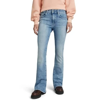 Afbeelding van G Star 3301 Flare Flared Jeans, Dames, Maat: 29x32, Sun faded nubay blue