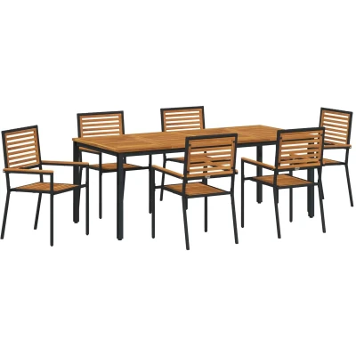 Afbeelding van vidaXL 7 delige tuindining set zwart poly rattan acacia