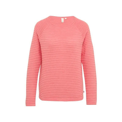 Afbeelding van QS MIT Strukturmuster Trui, Dames, Maat: XS, Korallrot