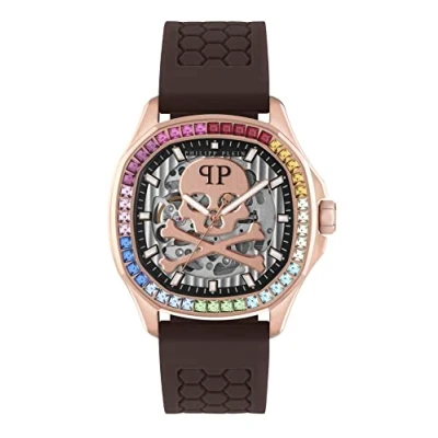 Afbeelding van Philipp Plein $keleton $pectre PWRAA0623 Horloge Siliconen Bruin Ø 42 mm