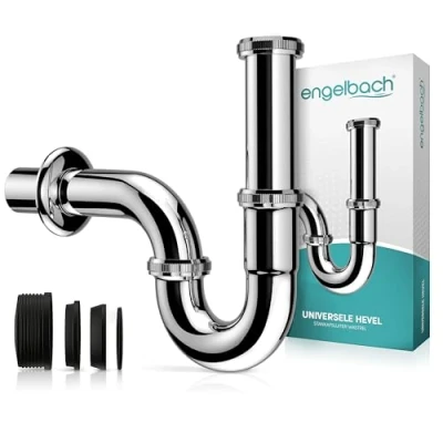 Afbeelding van Engelbach® sifon voor wastafels afvoerpijp wastafel 1 1/4&quot; incl. Rubberen manchet Universele badkamer met montagevideo