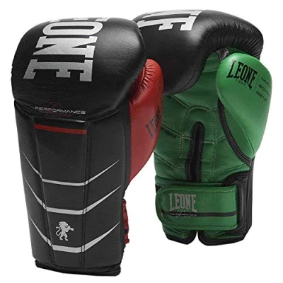 Afbeelding van LEONE 1947 Revo Performance Bokshandschoenen, uniseks, volwassenen, zwart/rood/groen, 400 ml