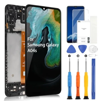 Afbeelding van lcd display voor Samsung Galaxy A04s, A04s SM A047F A047M A047F/DS A047F/DSN 6,5 inch touchscreen, digitale assembly, vervanging met reparatieset (zwart frame)