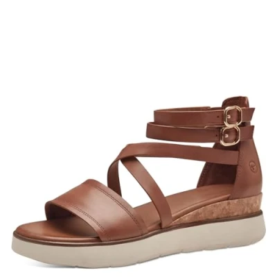 Afbeelding van Tamaris Comfort Sandalen met sleehak, Dames, Maat: 38, Nut Leer