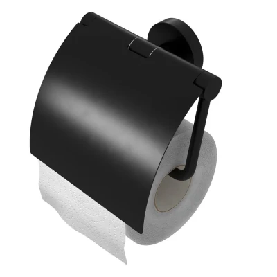 Afbeelding van Geesa nemox black collection closetrolhouder met klep