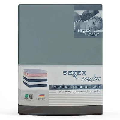 Afbeelding van Setex Fijn flanellen laken met elastiek, behaaglijk zacht, flanel hoeslaken van 100% katoen elastiek rondom, beddengoed het hele jaar door, 160 x 200 cm, donker jade