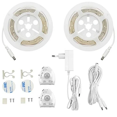 Afbeelding van LUXJET Led bedlicht met bewegingssensor, bedlichtstrip, nachtlampje, babystopcontact, strepen, dimbaar, bewegingsmelder, lichtstrip, babybed, warm wit