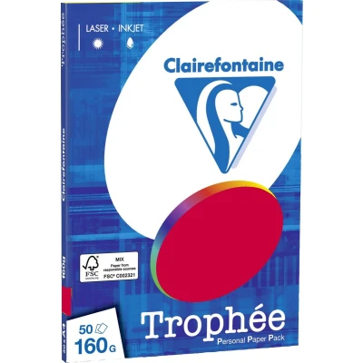 Afbeelding van Clairefontaine Trophée Rood Kopieerpapier A4 160 gram 50 vellen