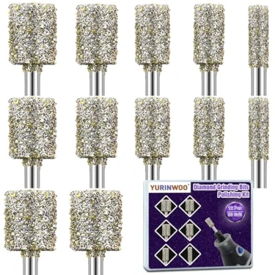 Afbeelding van 12 stuks diamantfrezen set compatibel met Dremel, korrel 50