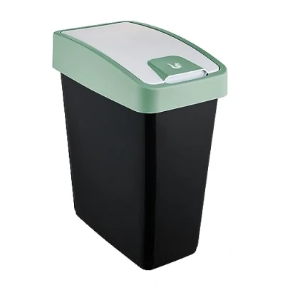 Afbeelding van Keeeper Afvalbak Met Flip Deksel 47x39x24 25 L Zwart/groen