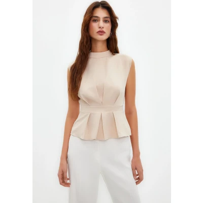 Afbeelding van Trendyol TWOAW23BZ00559 Volwassenen Vrouwen Blouse single Beige 36