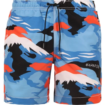 Afbeelding van Napapijri Zwembroek Print Blauw maat L Heren met Regular fit Pasvorm Polyester Suitable Herenkleding