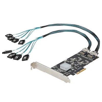 Afbeelding van StarTech.com 8 Port SATA PCIe Kaart, PCI Express 6Gbps Uitbreidingkaart met 4 Host Controllers,