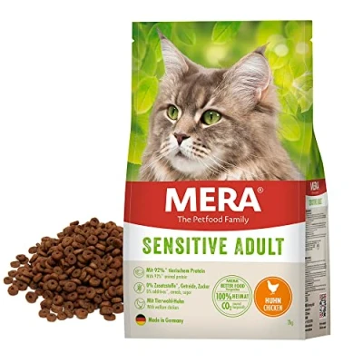 Afbeelding van MERA Cats Sensitive Adult Kip (10 kg), droogvoer voor gevoelige katten, graanvrij en duurzaam, katten met een hoog vleesgehalte