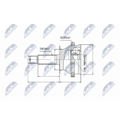 Afbeelding van Homokineet reparatie set, aandrijfas NTY NPZ HY 535