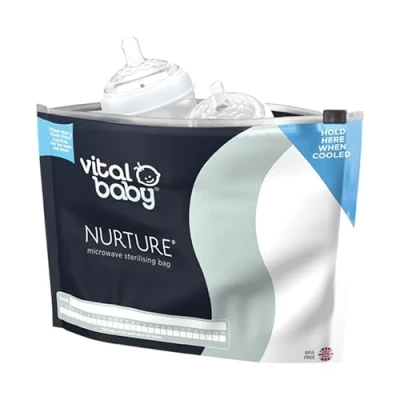 Afbeelding van Vital Baby NURTURE Microwave Sterilising Bags Reusable Lightweight &amp; Compact Space Saving No Chemicals Sterilise Bottles, Teats, Soothers Accessories 150 uses 5pk