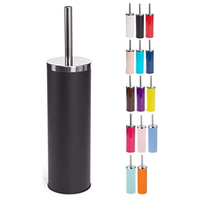 Afbeelding van MSV Toiletborstel in houder/wc borstel metaal zwart 38 cm Toiletborstels