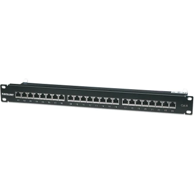 Afbeelding van Intellinet Port Origin patchpaneel UTP 19&quot; 1 HE Cat6 24 poorten FTP zwart 19 inch multicolor