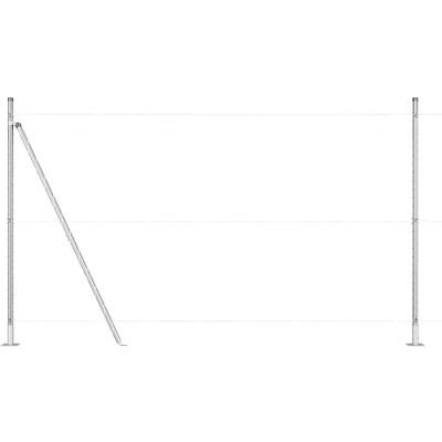 Afbeelding van vidaXL Fence Posts met Basisplaten 7 stuks Ø32mm 83,5cm Gegalvaniseerd Staal