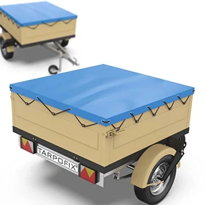 Afbeelding van Tarpofix® Afdekzeil voor aanhangers, 130 x 110 cm, incl. dekzeil, plat zeil van pvc, zeilmateriaal, versterkt HP DDR dekzeil diverse aanhangers personenauto&#039;s, afdekzeil, afdekking