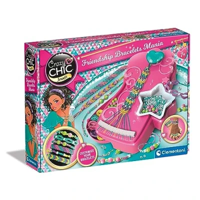 Afbeelding van Clementoni 18785 Crazy Chic Fashion Creatieve Juwelen Kleuren &amp; Knutselen, Modeontwerpkit Voor Kinderen 7 Jaar, Creatief Cadeau Meisje, Gemaakt In Italië