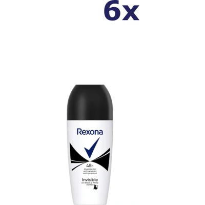 Afbeelding van 6x Rexona Deo Roller Invisible Black White 50ml