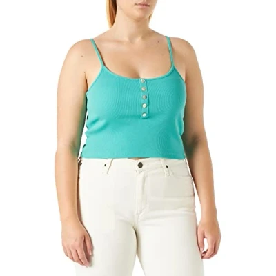 Afbeelding van ONLY Dames ONLNESSA S/L Short Button JRS Top, Marinegroen, S