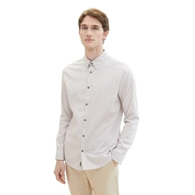 Afbeelding van TOM Tailor Overhemd, Heren, Maat: Medium, White multi grid design