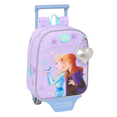 Afbeelding van Safta Frozen Spirit kleuterschoolrugzak met trolley, ideaal voor kinderen van verschillende leeftijden, comfortabel en veelzijdig, kwaliteit duurzaamheid, 22 x 10 27 cm, Lila, M, Casual