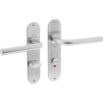 Afbeelding van Deurklink Recht 16mm slank op schild WC slot 63mm geborsteld RVS