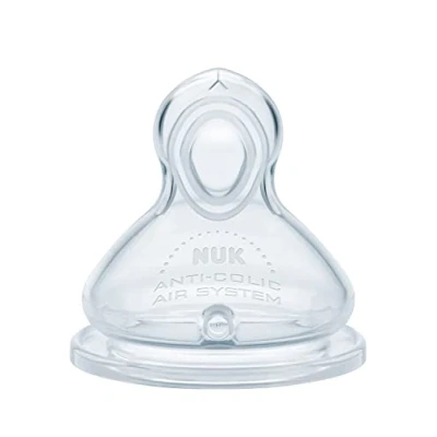 Afbeelding van Nuk First Choice+ Flow Control Drinkfles, 6 18 maanden, anti koliekventiel, BPA vrij, 2 stuks,Helder