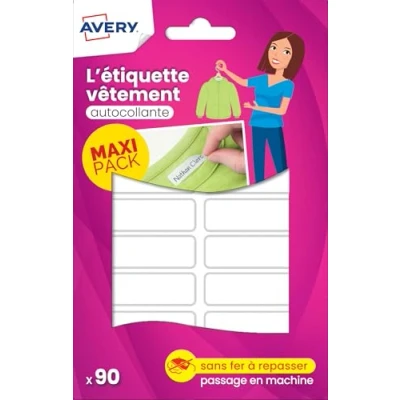 Afbeelding van AVERY Zak met 90 zelfklevende kledinglabels, formaat 45 x 13 mm