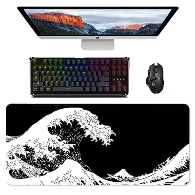Afbeelding van Naapesi Gamingmuismat, met gestikte randen, XXL, gaming, 900 x 400 3 mm, wasbaar, toetsenbordpad, bureaumat, voor gamers, desktop, kantoor, thuis, L 210