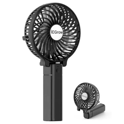 Afbeelding van iEGrow USB Mini handventilator, stil, met batterij, zwart