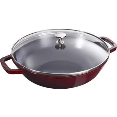 Afbeelding van STAUB Wok 30 cm, Gusseisen, Induktionsgeeignet, grenadine rot