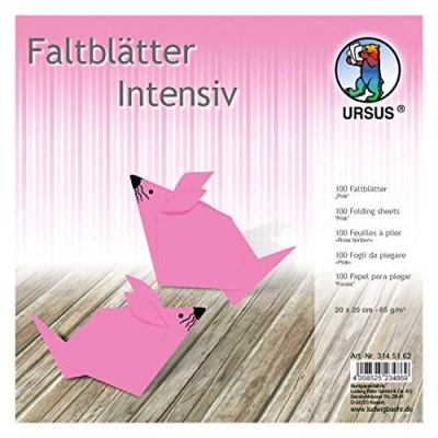 Afbeelding van Ursus 3145162 vouwvellen Uni intensief, roze, ca. 20 x cm, 65 g/m², 100 vellen, van affichapier, gekleurd, voor kleine en grote origami kunstenaars, ideaal veelzijdige knutselwerken